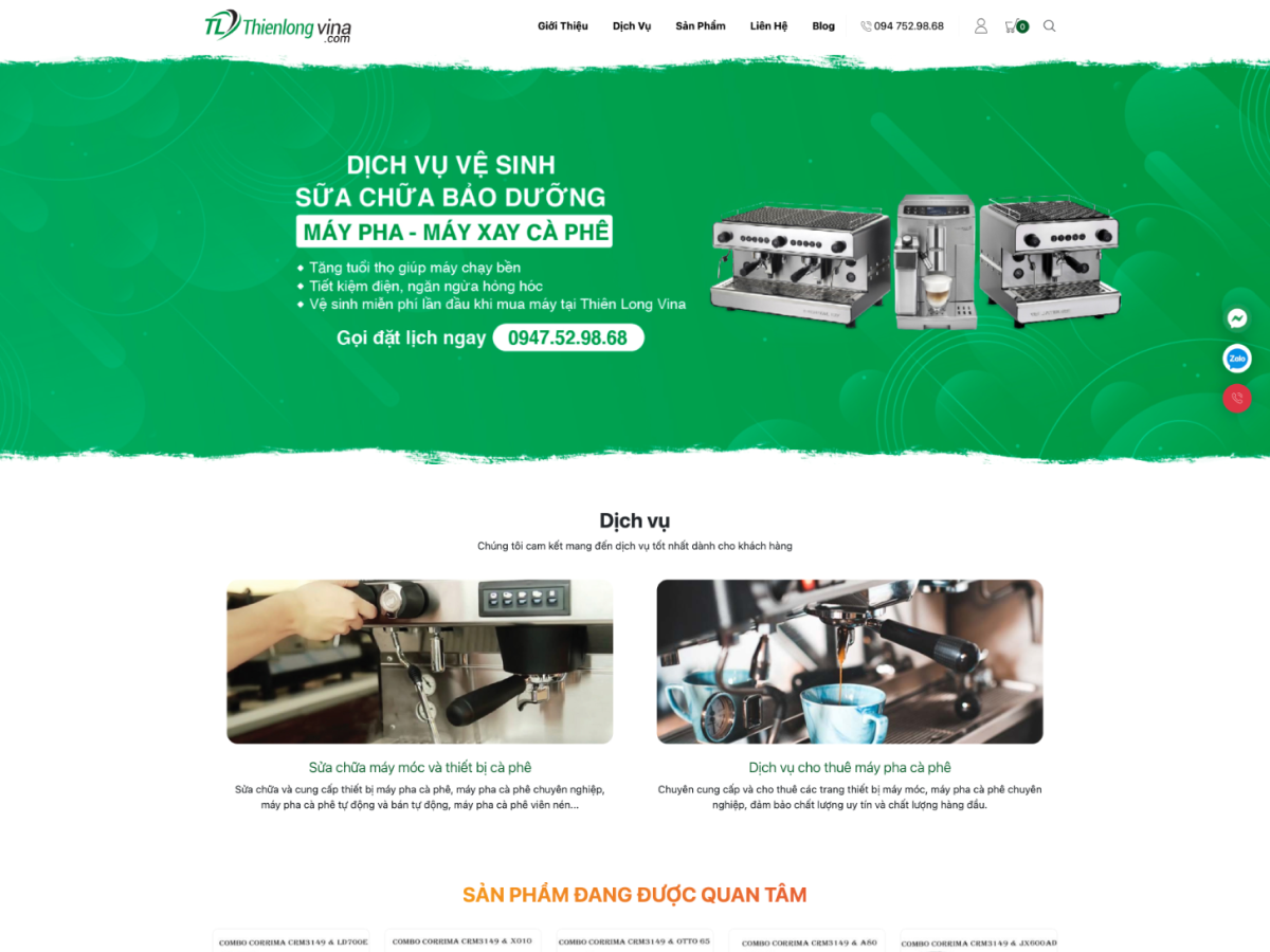 Giao diện website Thiên Long Vina